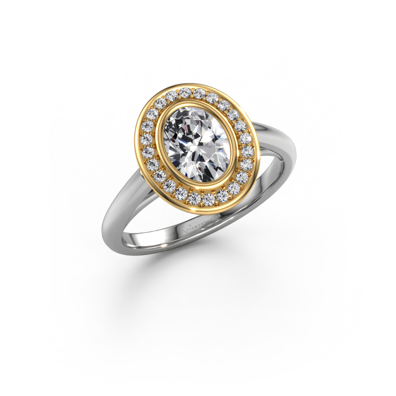 Bild von Verlobungsring Noud 1 OVL 585 Weißgold Diamant 0.96 crt