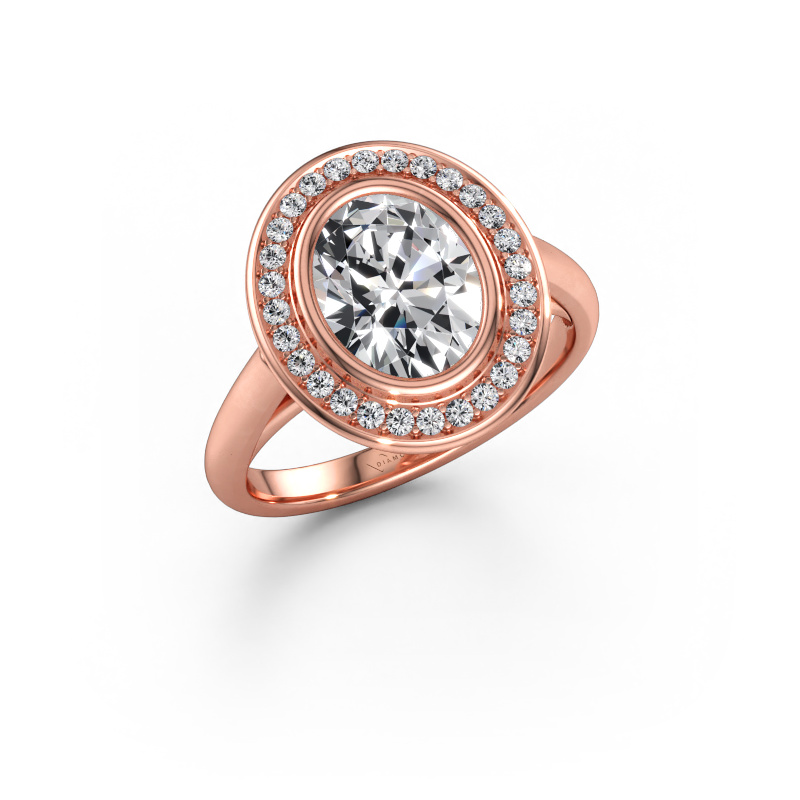 Immagine di Anello di fidanzamento Noud 1 OVL 585 oro rosa Diamante lab grown 2.01 crt