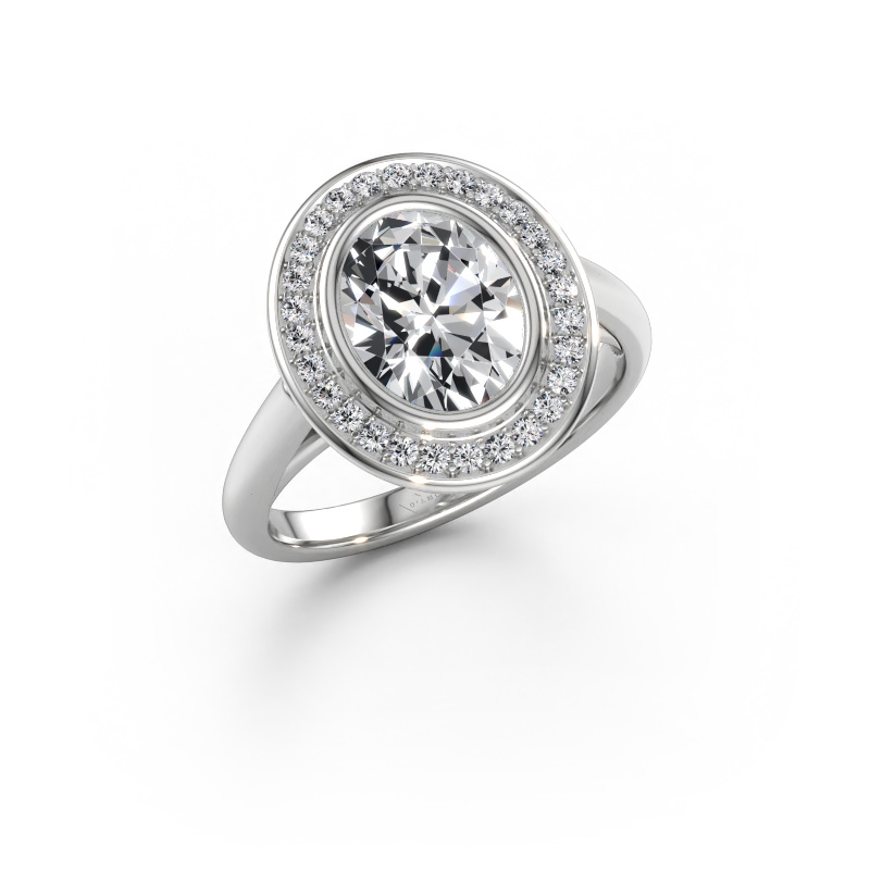 Immagine di Anello di fidanzamento Noud 1 OVL 585 oro bianco Diamante 2.01 crt