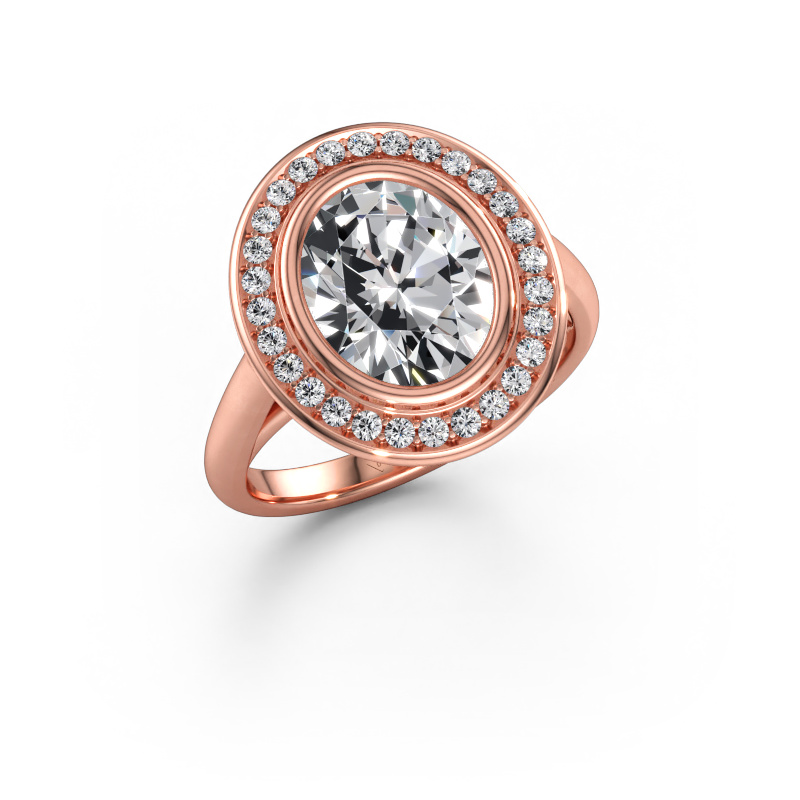 Immagine di Anello di fidanzamento Noud 1 OVL 585 oro rosa Diamante lab grown 2.98 crt