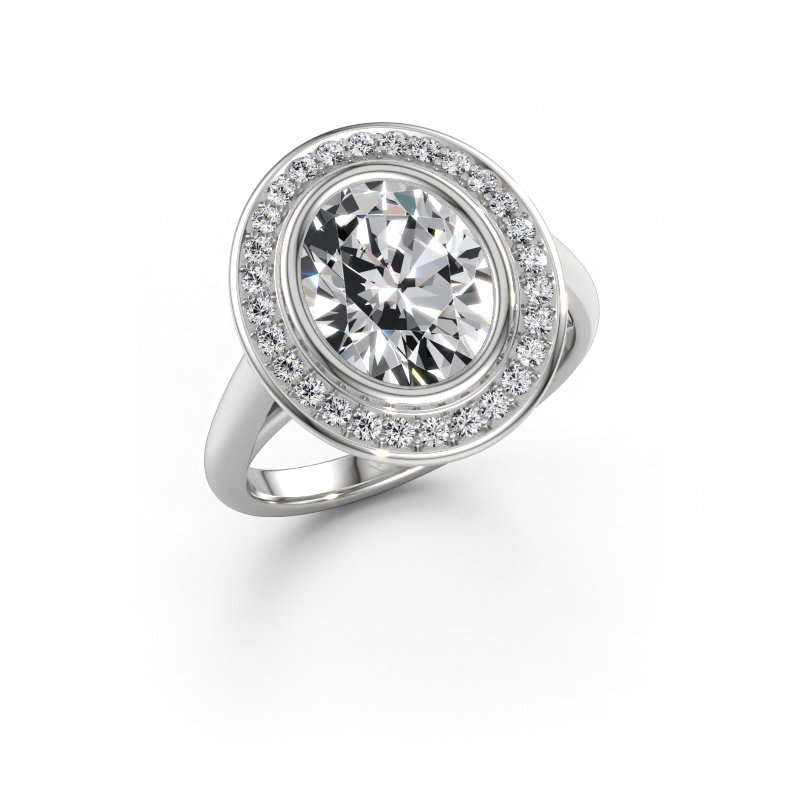 Immagine di Anello di fidanzamento Noud 1 OVL 950 platino Diamante lab grown 2.98 crt