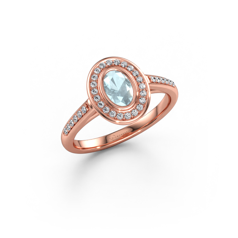 Immagine di Anello di fidanzamento Noud 2 OVL 585 oro rosa Acquamarina 6x4 mm