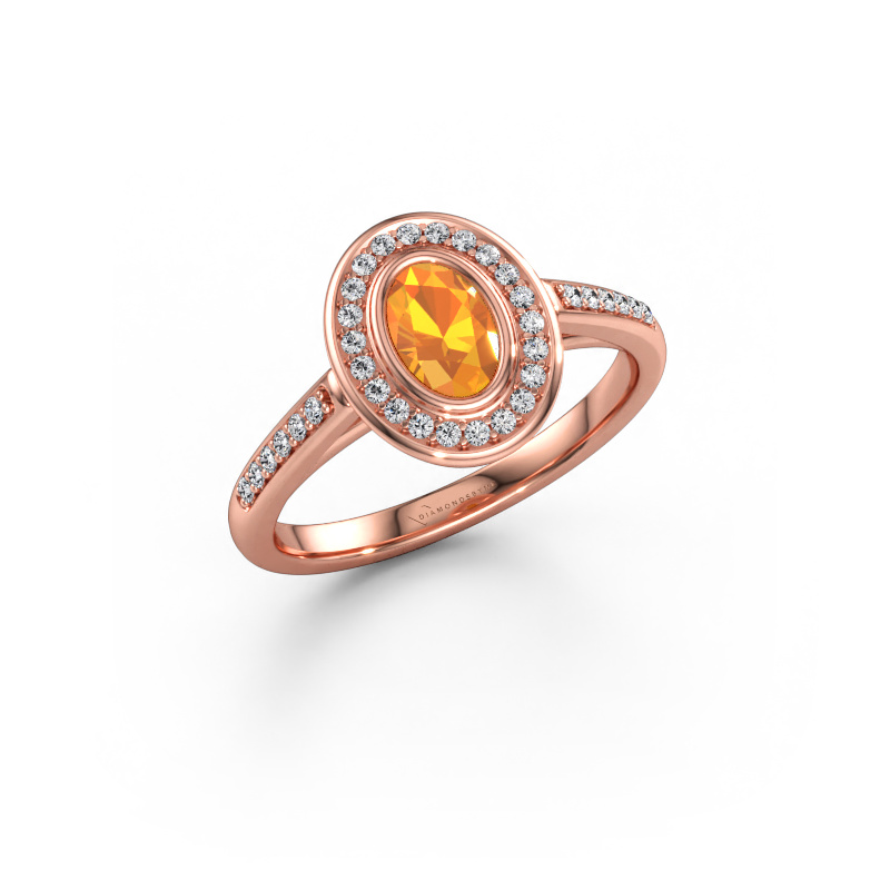 Bild av Förlovningsring Noud 2 OVL 585 roséguld Citrin 6x4 mm
