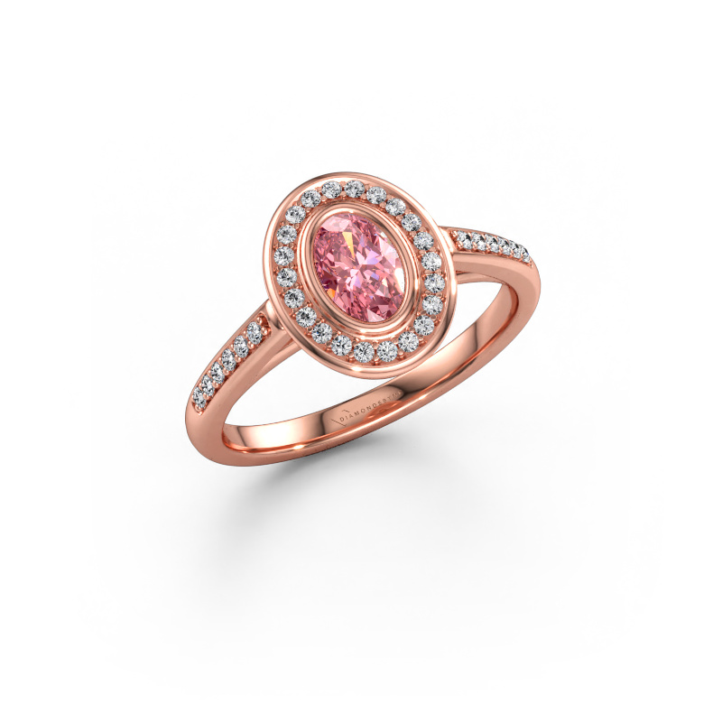 Image of Engagement ring Noud 2 OVL 585 rose gold Pink lab grown diamond 6x4 mm