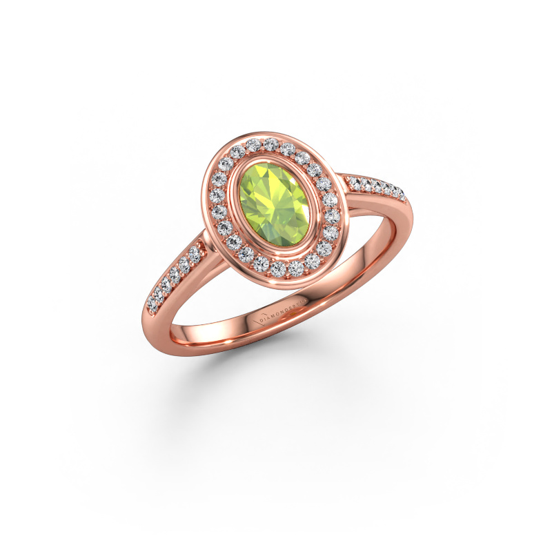 Bild av Förlovningsring Noud 2 OVL 585 roséguld Peridot 6x4 mm