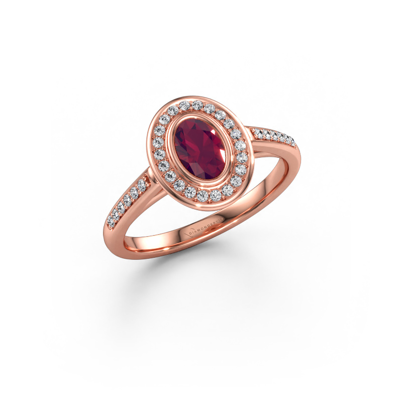 Bild av Förlovningsring Noud 2 OVL 585 roséguld Rodolit 6x4 mm