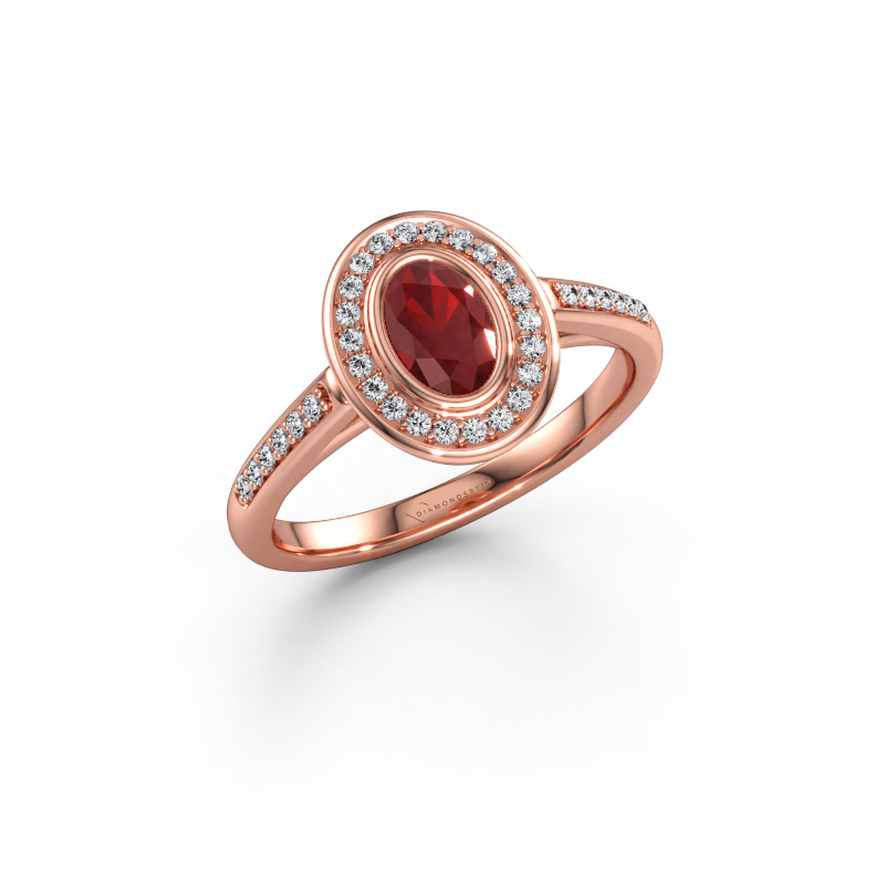 Bild av Förlovningsring Noud 2 OVL 585 roséguld Rubin 6x4 mm