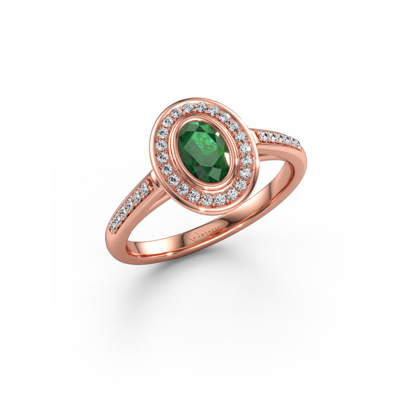 Immagine di Anello di fidanzamento Noud 2 OVL 585 oro rosa Smeraldo 6x4 mm
