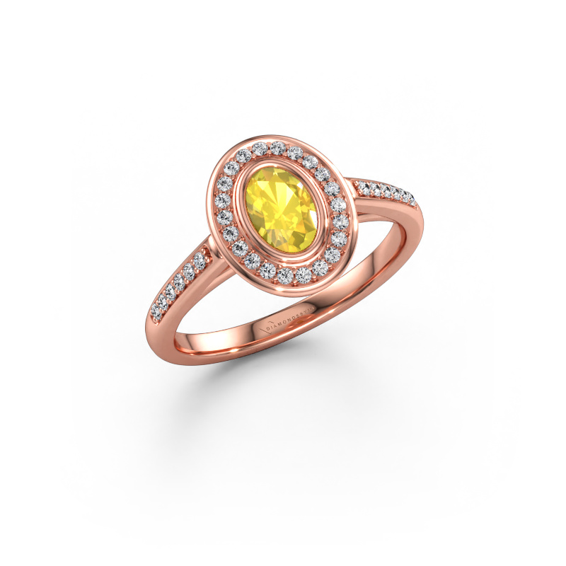 Immagine di Anello di fidanzamento Noud 2 OVL 585 oro rosa Zaffiro giallo 6x4 mm