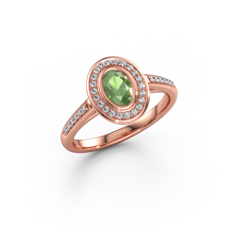 Immagine di Anello di fidanzamento Noud 2 OVL 585 oro rosa Tormalina verde 6x4 mm