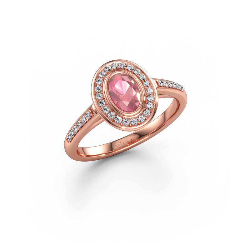 Immagine di Anello di fidanzamento Noud 2 OVL 585 oro rosa Tormalina rosa 6x4 mm