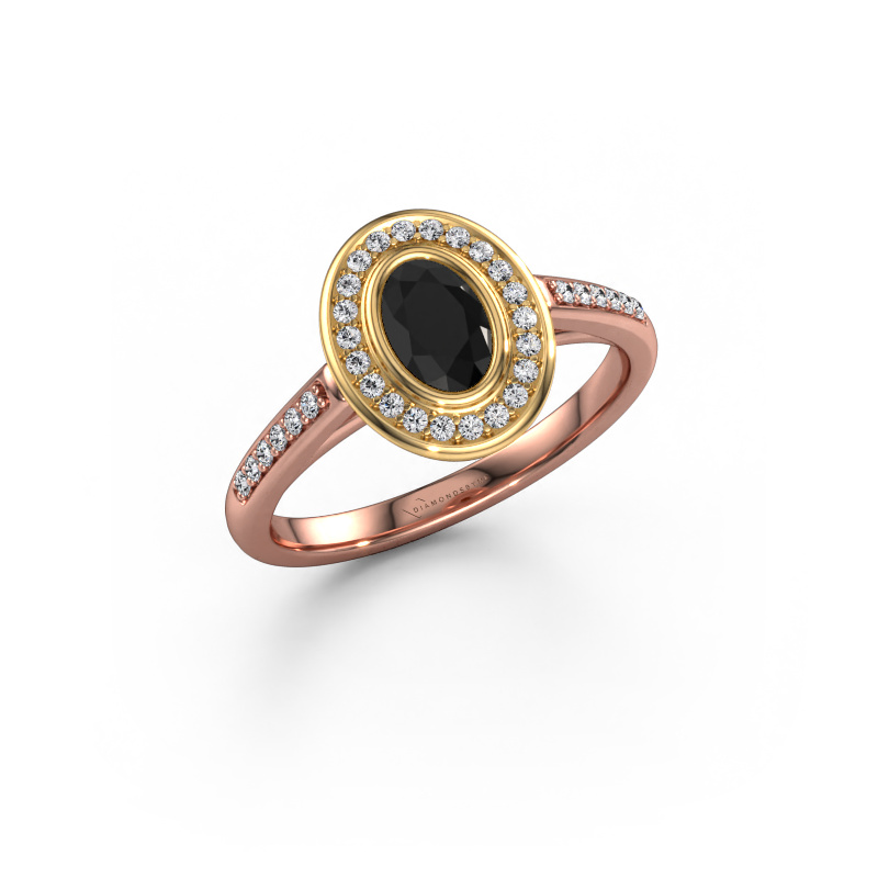 Bild von Verlobungsring Noud 2 OVL 585 Roségold Schwarz Diamant 0.79 crt