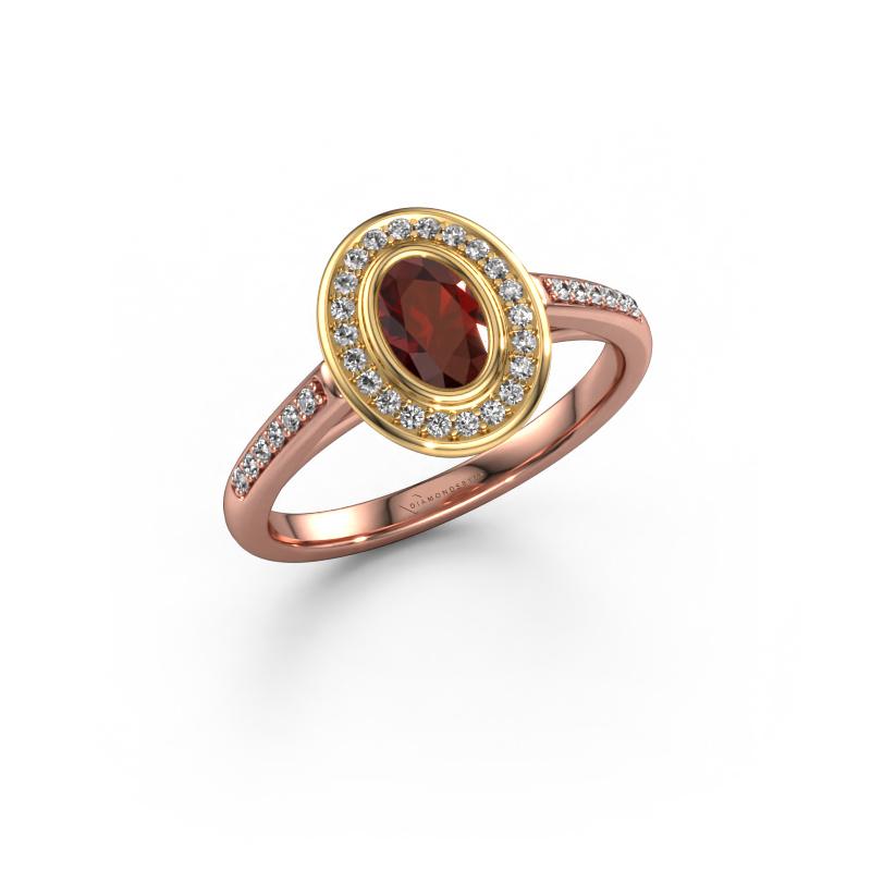 Image of Engagement ring Noud 2 OVL 585 rose gold Garnet 6x4 mm