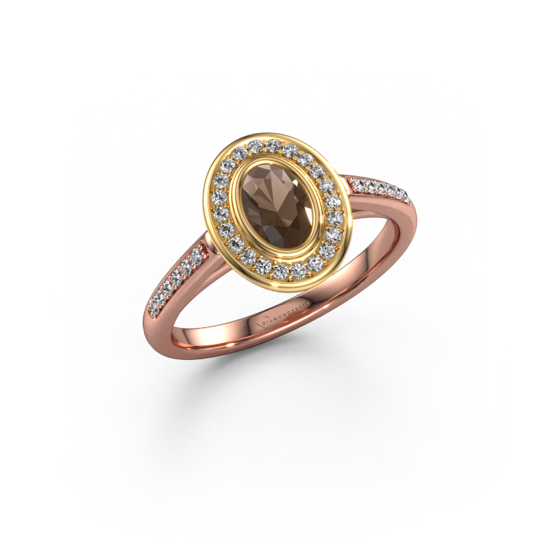 Bild von Verlobungsring Noud 2 OVL 585 Roségold Rauchquarz 6x4 mm