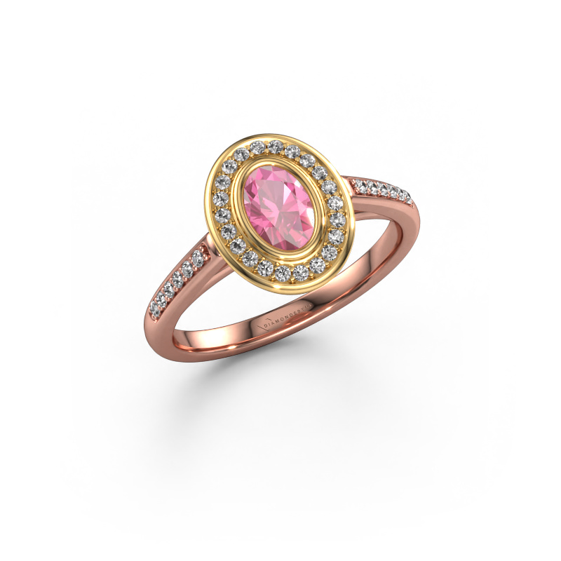 Bild von Verlobungsring Noud 2 OVL 585 Roségold Pink Saphir 6x4 mm