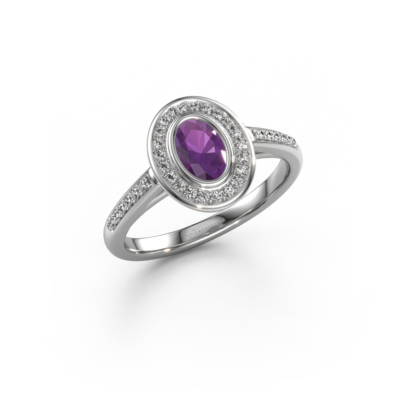Bild von Verlobungsring Noud 2 OVL 950 Platin Amethyst 6x4 mm