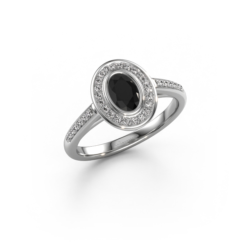 Image of Engagement ring Noud 2 OVL 950 platinum Black diamond 0.79 crt