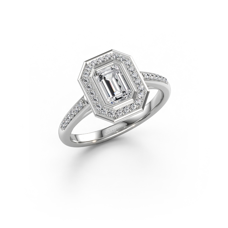 Immagine di Anello di fidanzamento Noud 2 EME 585 oro bianco Diamante lab grown 0.90 crt