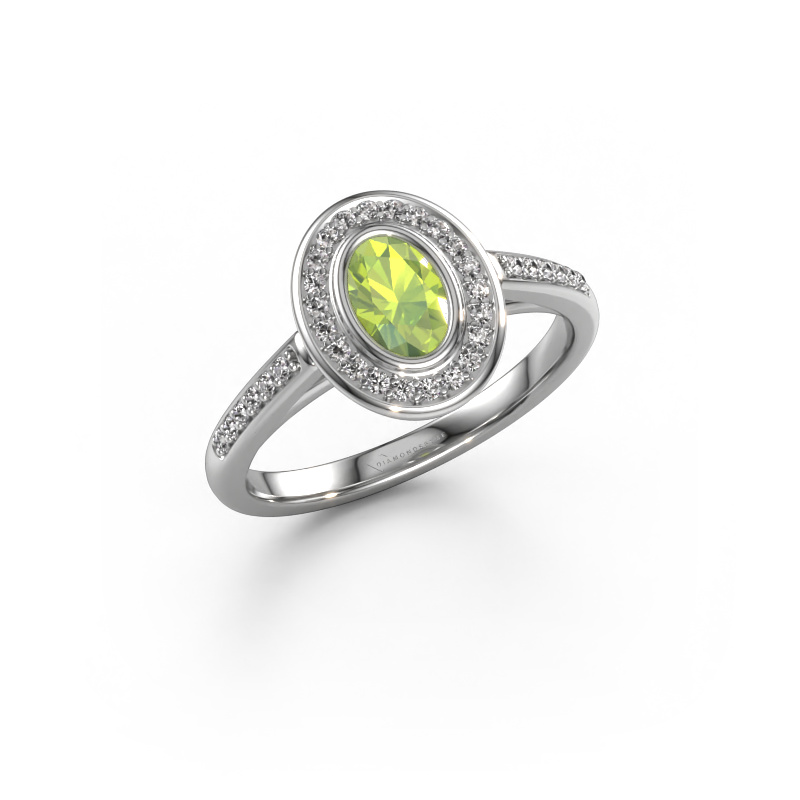 Bild von Verlobungsring Noud 2 OVL 950 Platin Peridot 6x4 mm