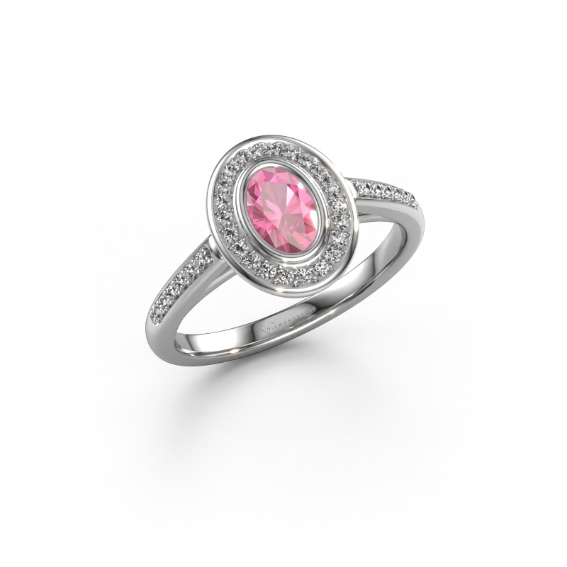 Image of Engagement ring Noud 2 OVL 950 platinum Pink sapphire 6x4 mm