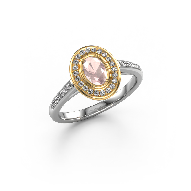 Bild von Verlobungsring Noud 2 OVL 585 Weißgold Morganit Champagner 6x4 mm
