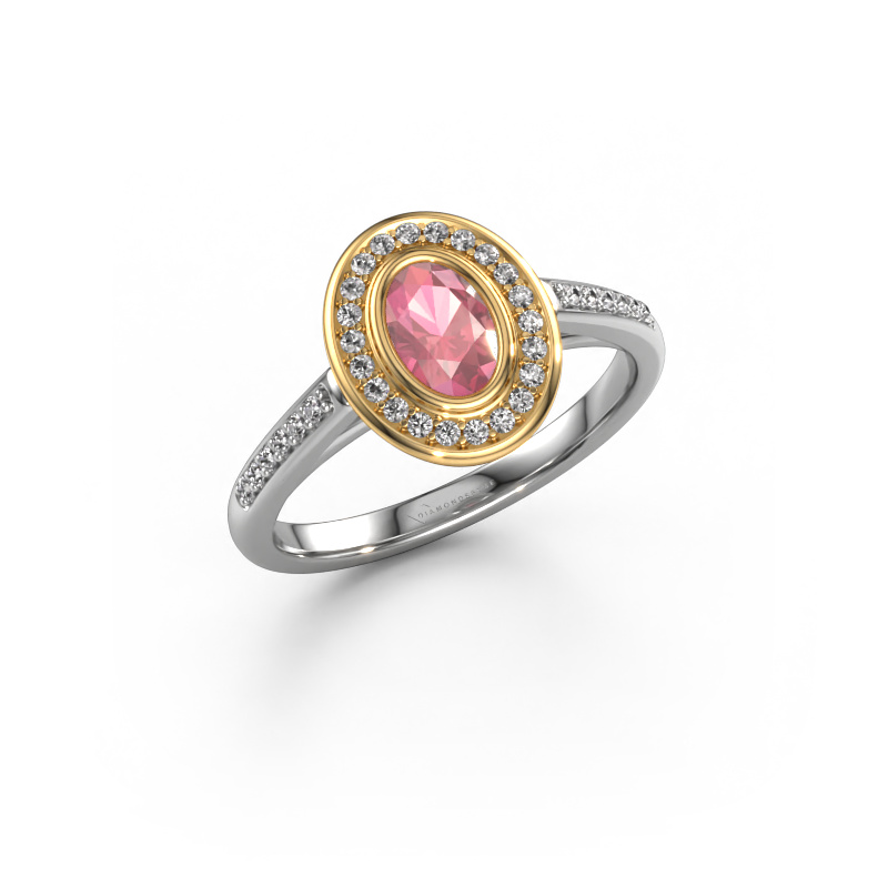 Image of Engagement ring Noud 2 OVL 585 white gold Tourmaline pink 6x4 mm
