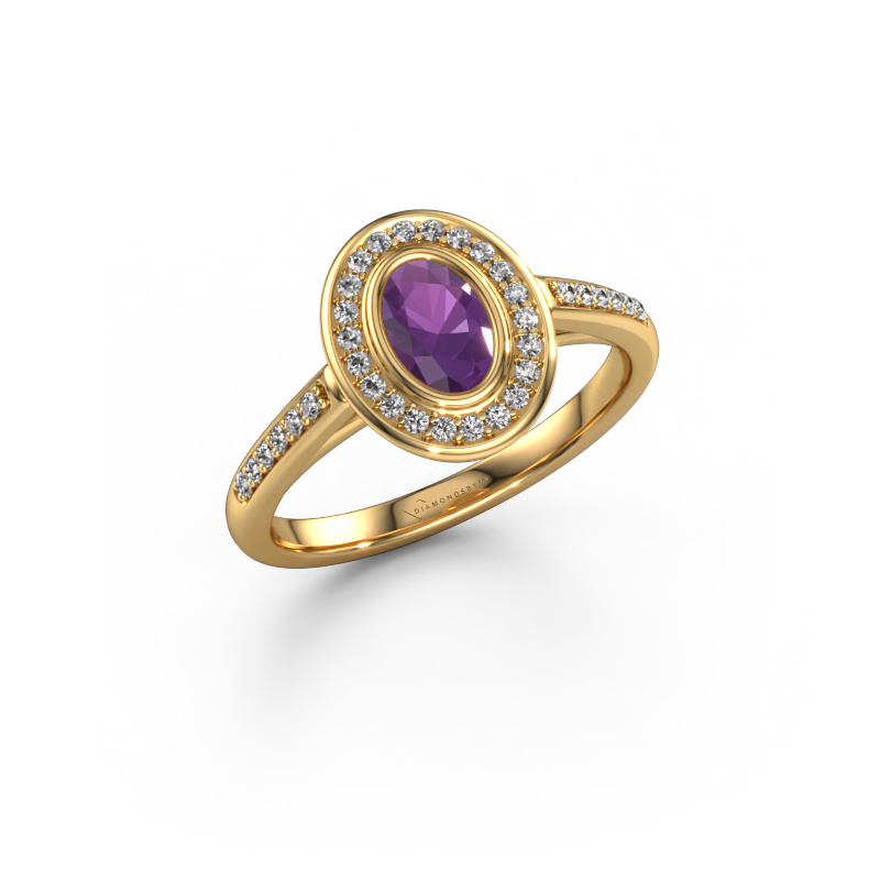 Image of Engagement ring Noud 2 OVL 585 gold Amethyst 6x4 mm