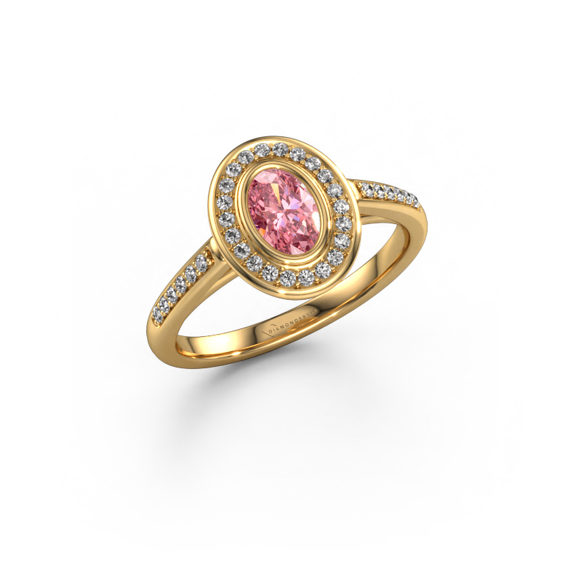 Image de Bague de fiançailles Noud 2 OVL 585 or jaune Diamant synthétique roze 6x4 mm