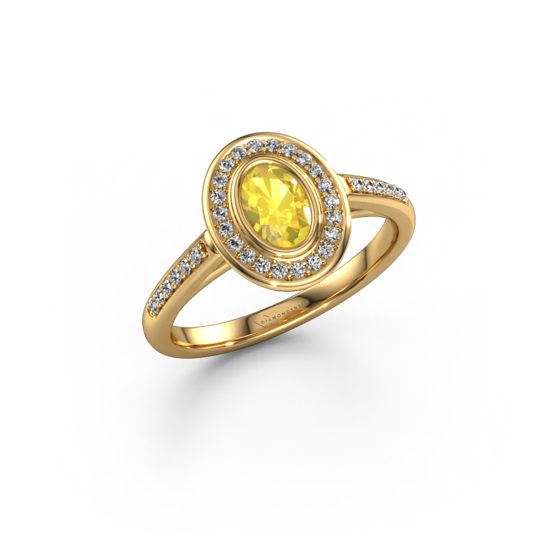 Image de Bague de fiançailles Noud 2 OVL 585 or jaune Saphir jaune 6x4 mm