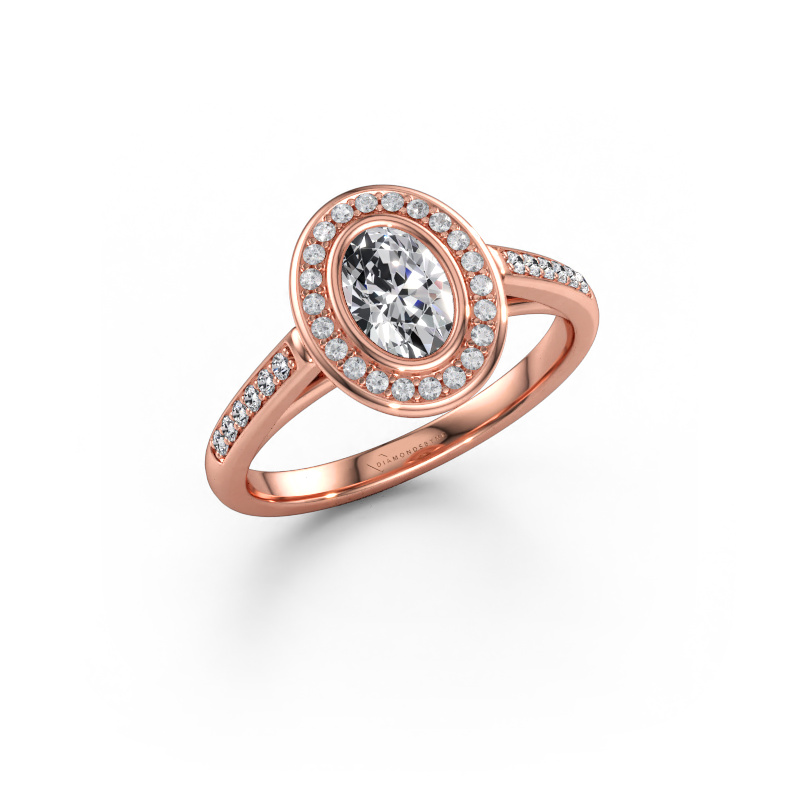 Immagine di Anello di fidanzamento Noud 2 OVL 585 oro rosa Diamante lab grown 0.800 crt