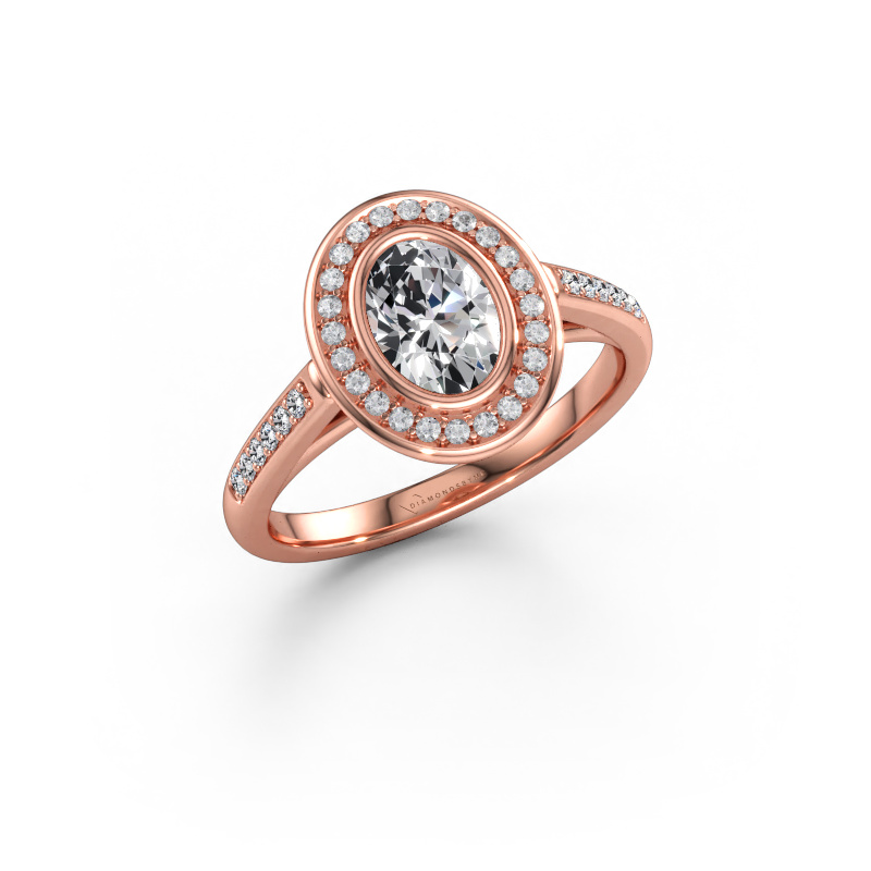 Immagine di Anello di fidanzamento Noud 2 OVL 585 oro rosa Diamante lab grown 0.910 crt