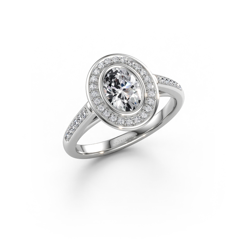 Immagine di Anello di fidanzamento Noud 2 OVL 950 platino Diamante lab grown 0.910 crt