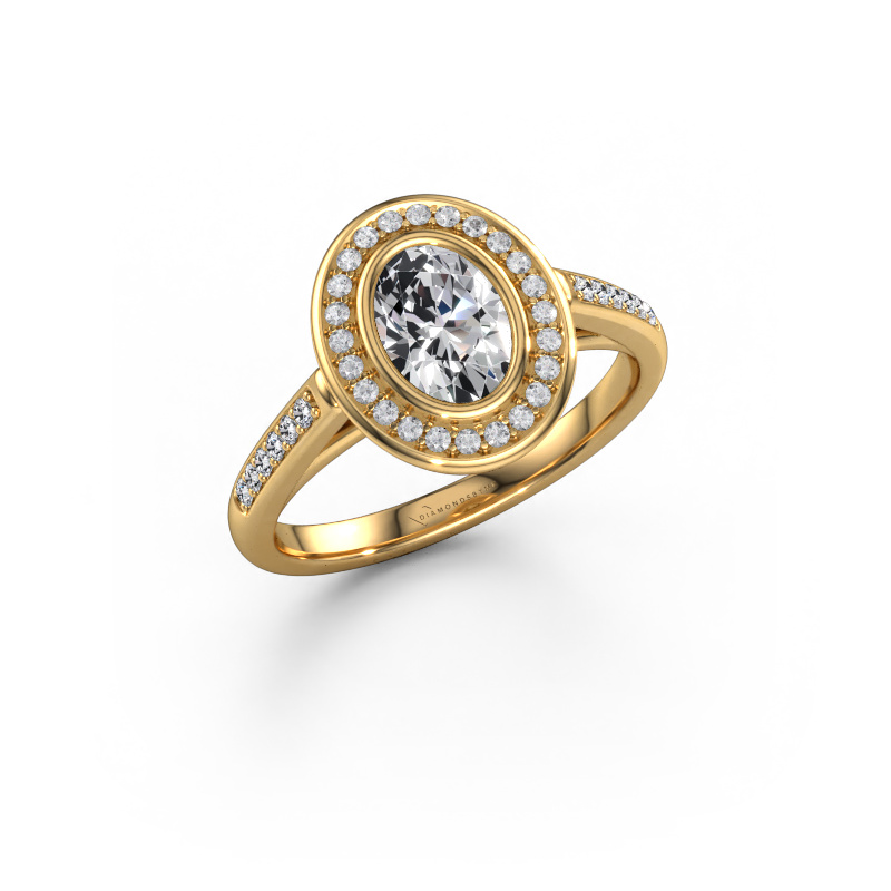 Image of Engagement ring Noud 2 OVL 585 gold Lab grown diamond 0.910 crt