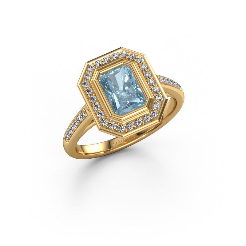 Image de Bague de fiançailles Noud 2 RAD 585 or jaune Diamant synthétique bleu 7x5 mm