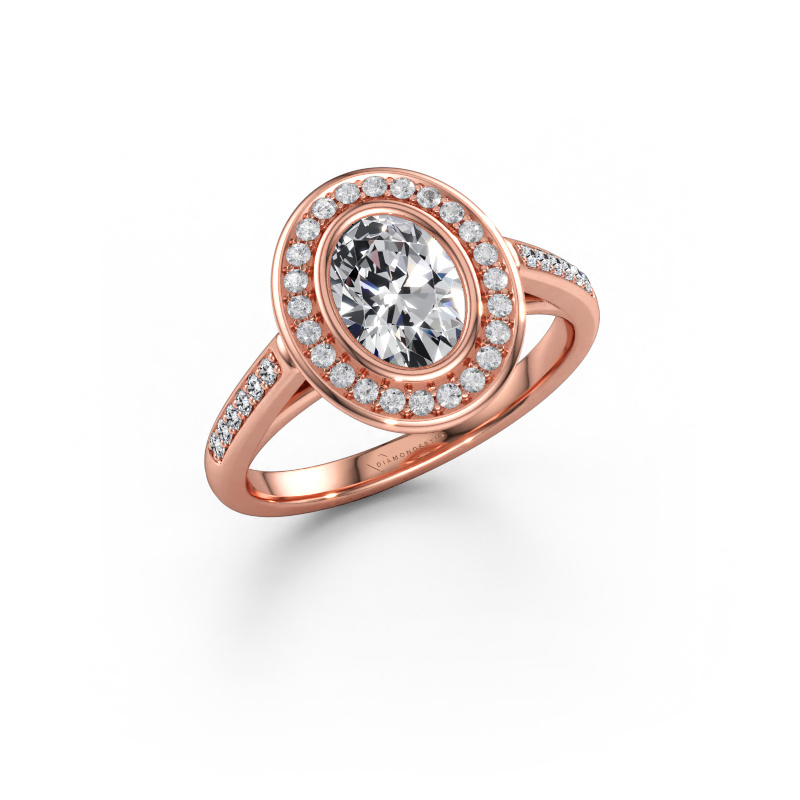 Immagine di Anello di fidanzamento Noud 2 OVL 585 oro rosa Diamante 1.05 crt