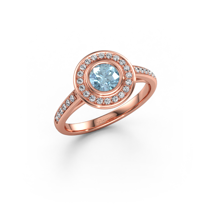 Bild av Förlovningsring Noud 2 RND 585 roséguld Blå labbodlad diamant 5 mm