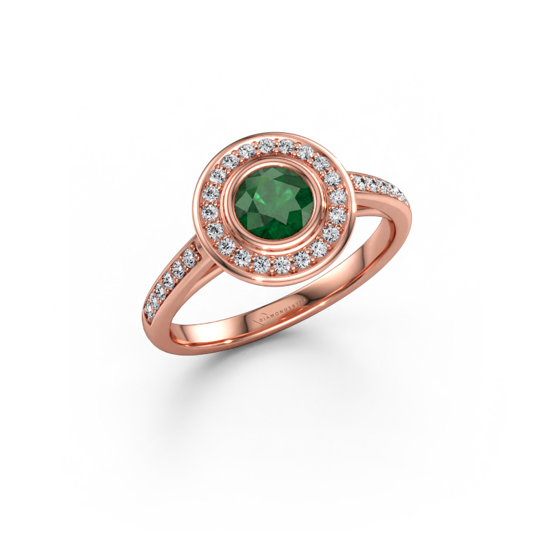 Immagine di Anello di fidanzamento Noud 2 RND 585 oro rosa Smeraldo 5 mm