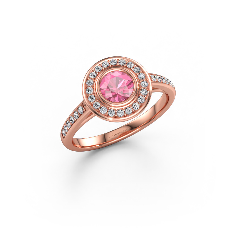 Bild av Förlovningsring Noud 2 RND 585 roséguld Rosa safir 5 mm