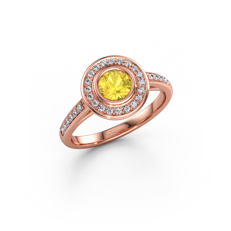 Immagine di Anello di fidanzamento Noud 2 RND 585 oro rosa Zaffiro giallo 5 mm