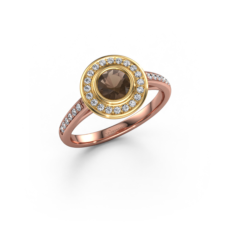 Bild von Verlobungsring Noud 2 RND 585 Roségold Rauchquarz 5 mm