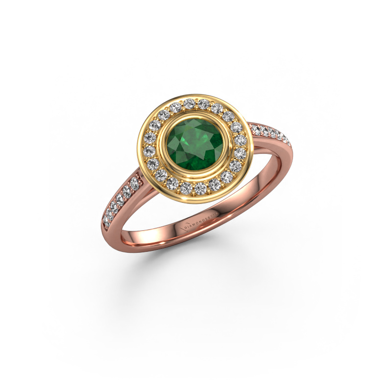 Image of Engagement ring Noud 2 RND 585 rose gold Emerald 5 mm