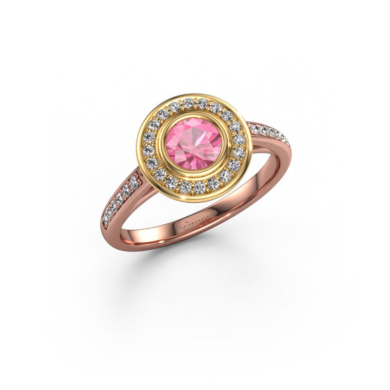 Bild von Verlobungsring Noud 2 RND 585 Roségold Pink Saphir 5 mm