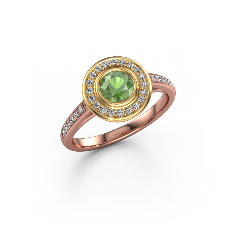 Image of Engagement ring Noud 2 RND 585 rose gold Tourmaline green 5 mm