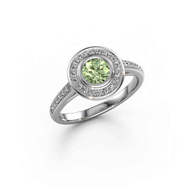 Image of Engagement ring Noud 2 RND 950 platinum Green lab grown diamond 5 mm