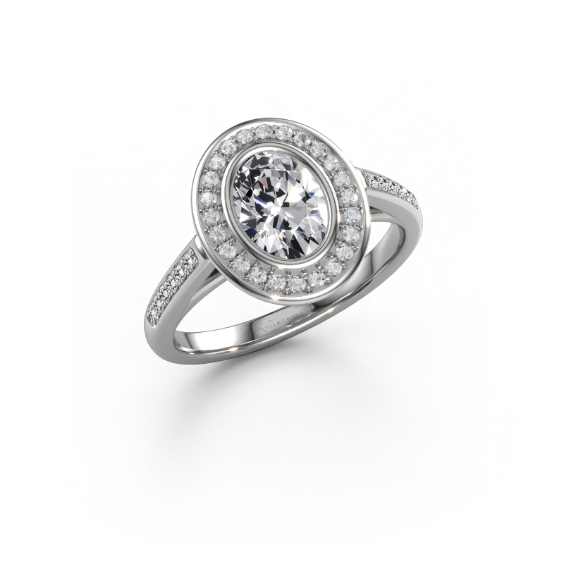 Image de Bague de fiançailles Noud 2 OVL 950 platine Diamant synthétique 1.05 crt