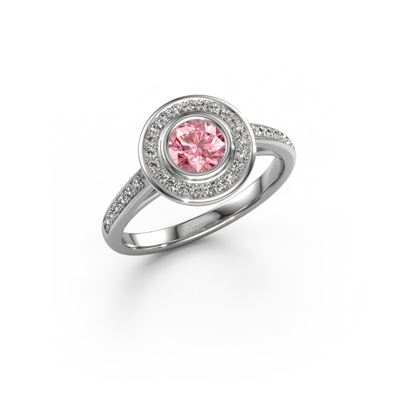 Image de Bague de fiançailles Noud 2 RND 950 platine Diamant synthétique roze 5 mm
