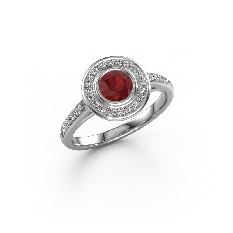 Image of Engagement ring Noud 2 RND 950 platinum Ruby 5 mm