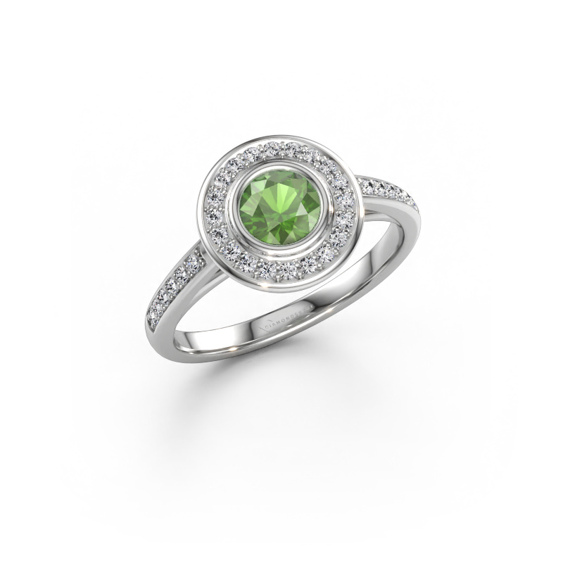 Immagine di Anello di fidanzamento Noud 2 RND 585 oro bianco Tormalina verde 5 mm