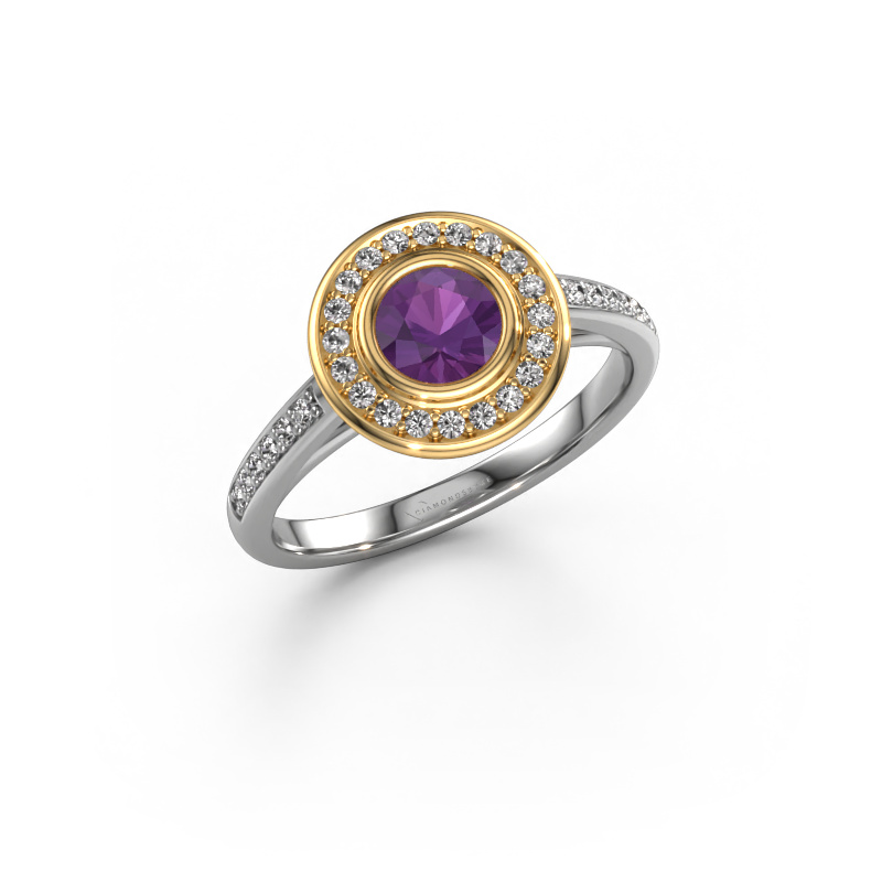 Image of Engagement ring Noud 2 RND 585 white gold Amethyst 5 mm