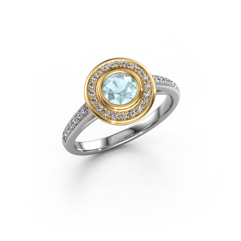 Image of Engagement ring Noud 2 RND 585 white gold Aquamarine 5 mm